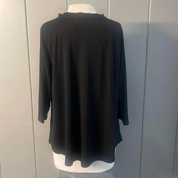 Christopher & Banks Black Boho Blouse Tee Women's Petite - Picture 3 of 4